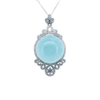 Necklace with a light blue pendant on a white background